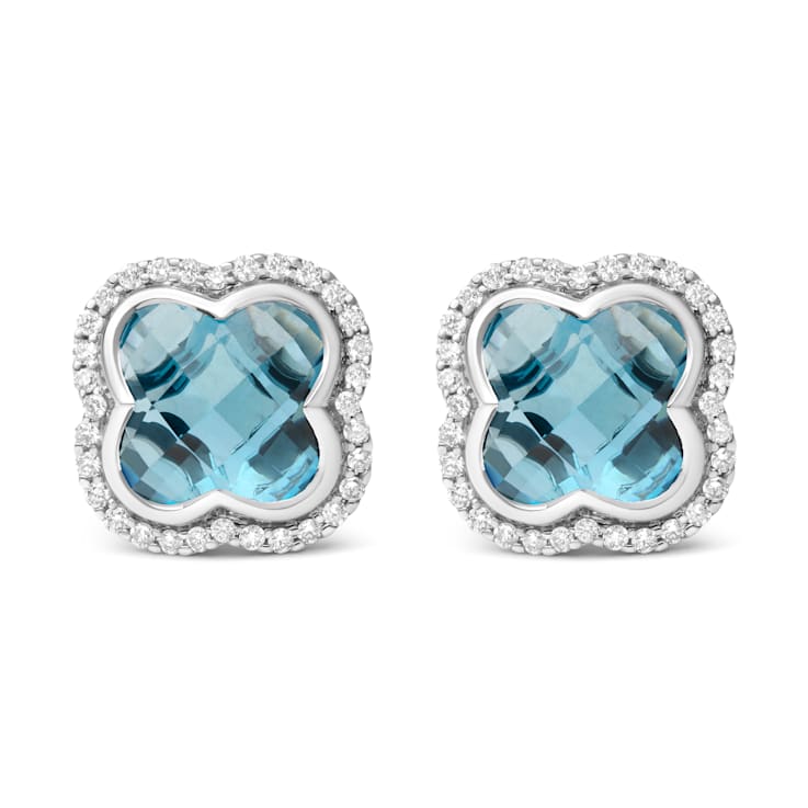 Clover Shape Diamond Stud Earrings