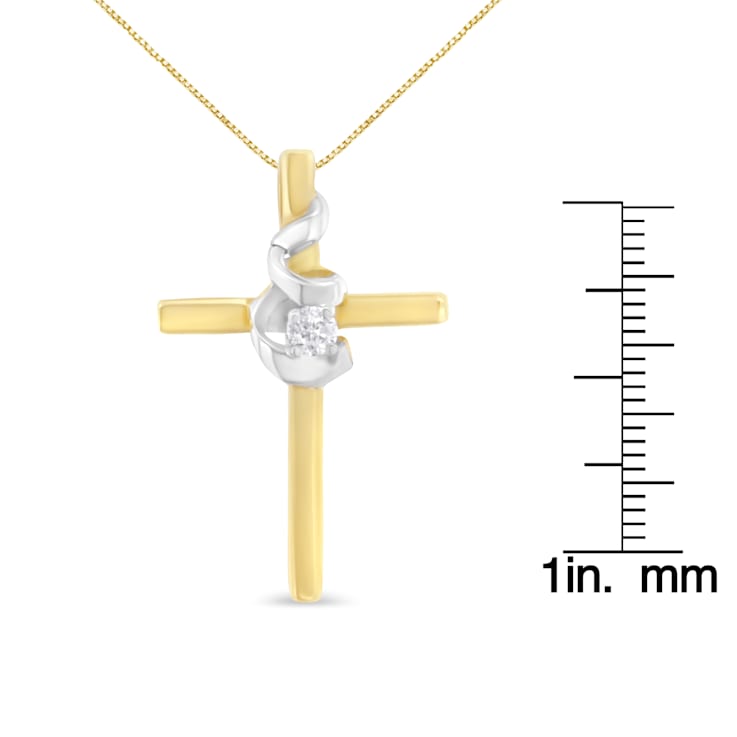 Diamond-Accented Spiral & Cross 10K Yellow & White Gold Pendant
Necklace with 18" Chain