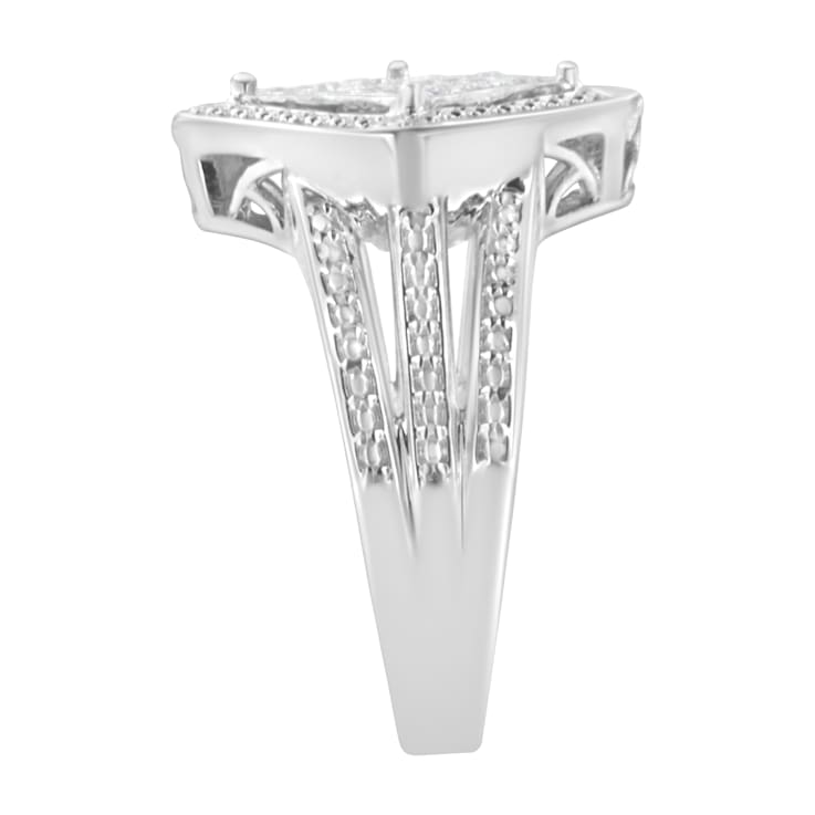 Sterling Silver 2/5ctw Princess Cut Diamond Cluster Composite Ring (H-I
Color, SI1-SI2 Clarity)