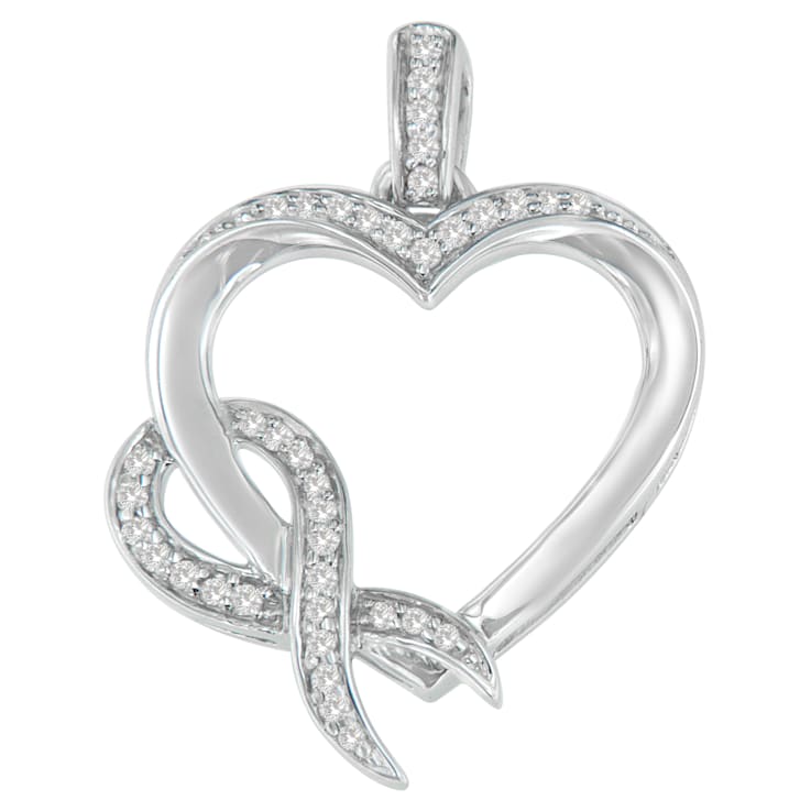 Sterling Silver 1/6ctw Diamond Heart Pendant w\chain (H-I, I1-I2)