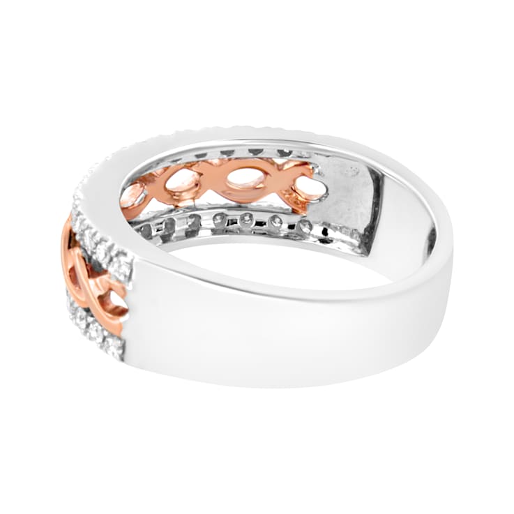 10K White and Rose Gold 1/3ctw Diamond Infinity Ribbon Band Ring (I-J
Color, I1-I2 Clarity)