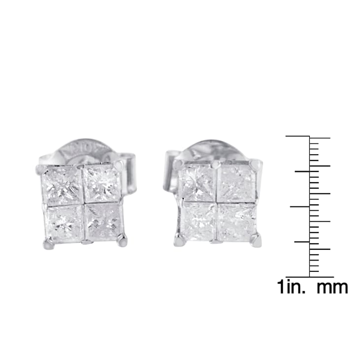 0.60ctw Diamond 10K White Gold Stud Earrings