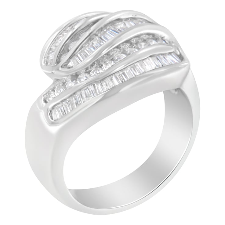 14K White Gold Diamond Bypass Band Ring (1.0ctw, H-I Color, SI1-SI2 Clarity)