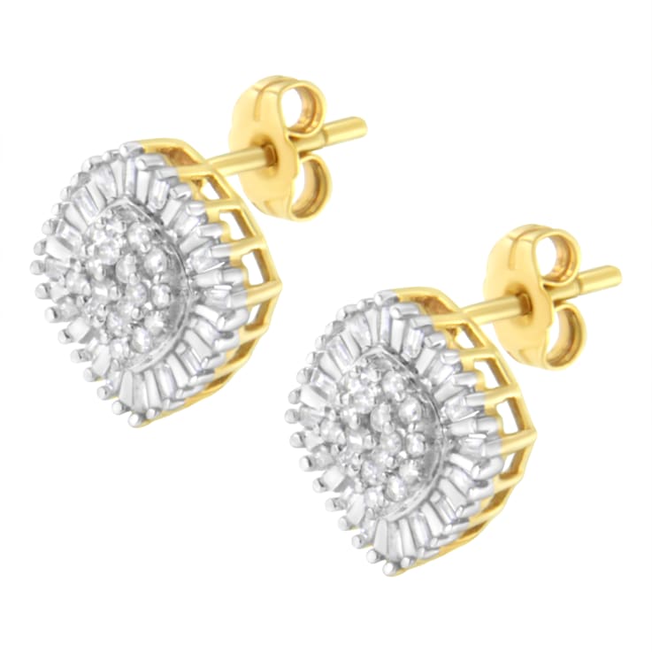 10K Yellow Gold 1/2ctw Diamond Cluster Cocktail Stud Earrings