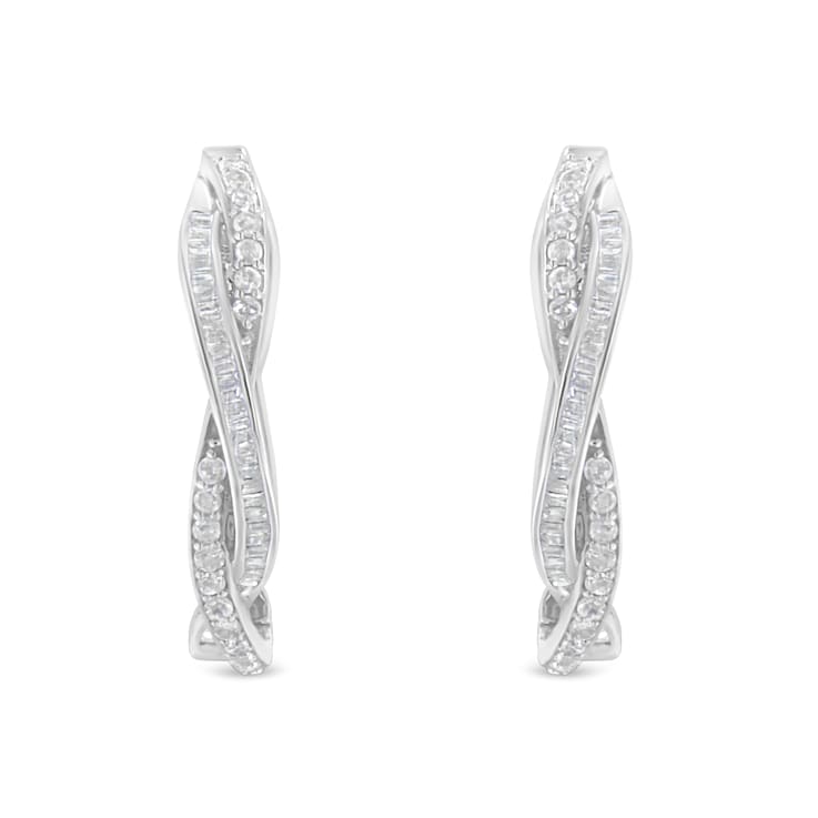 Sterling-Silver Diamond Hoop Earring 0.75ctw