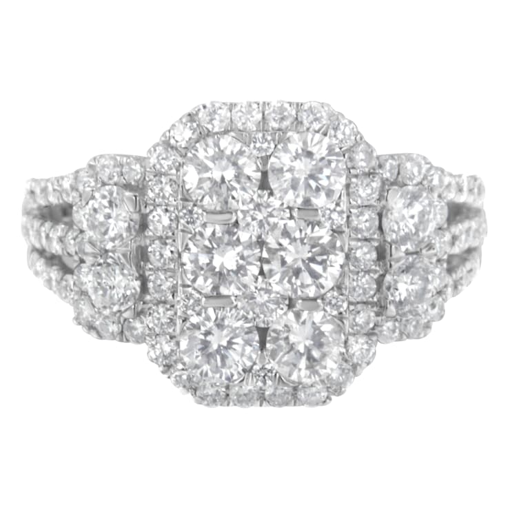 14K White Gold 2 1/4ctw Diamond Cocktail Cluster Ring (G-H Color, SI2-I1
Clarity) - Size 7