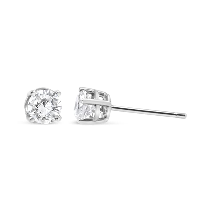 14K White Gold 3/4ctw Lab Grown Diamond 4-Prong Classic Stud Earrings