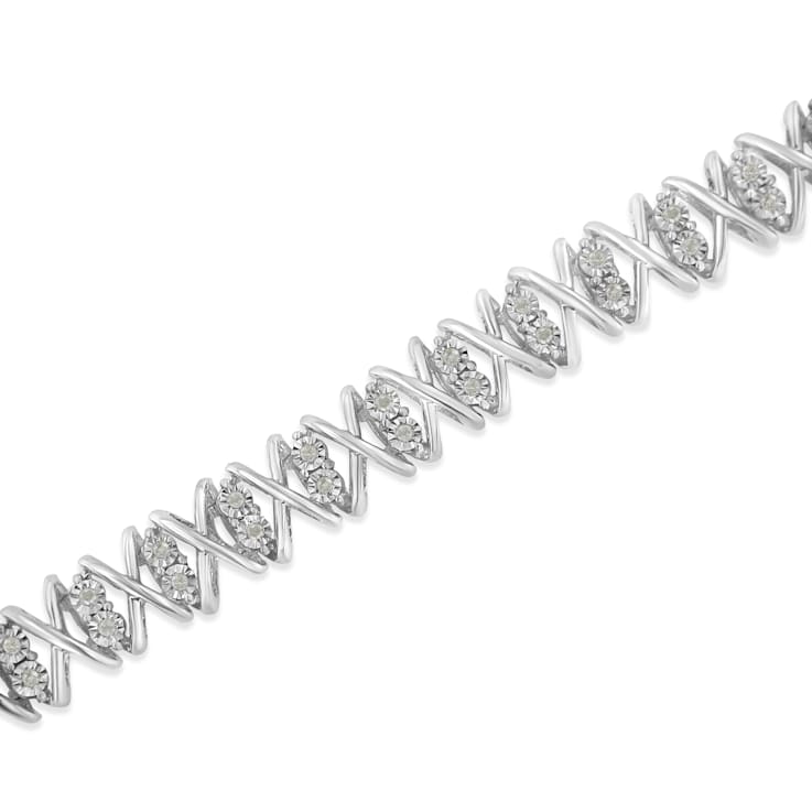 Sterling Silver rose-cut Diamond X-Link Bracelet (1 cttw, I-J Color,
I2-I3 Clarity)