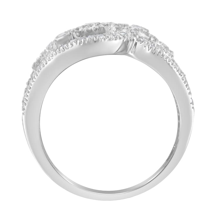 14K White Gold Round Cut Diamond Cluster Ring (1/2 cttw, SI1-SI2
Clarity, H-I Color)