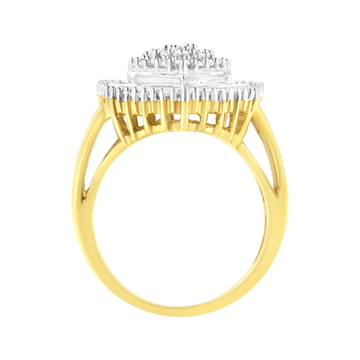 10K Yellow Gold 1.0ctw Mixed Cut Diamond Oval Shaped Cluster Ring (I-J
Color, I1-I2 Clarity)