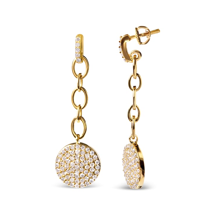 18K Yellow Gold Plated .925 Sterling Silver 1.0ctw Diamond Composite
Cluster Dangle Chain Earrings
