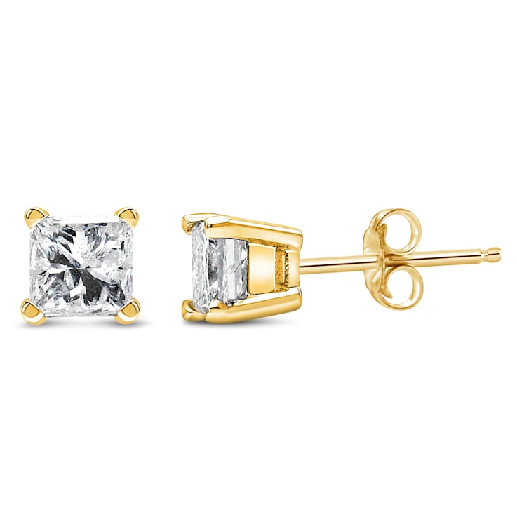 IGI Certified 14k Yellow Gold 1/2 cttw Princess-Cut Solitaire Diamond
Push Back Stud Earrings