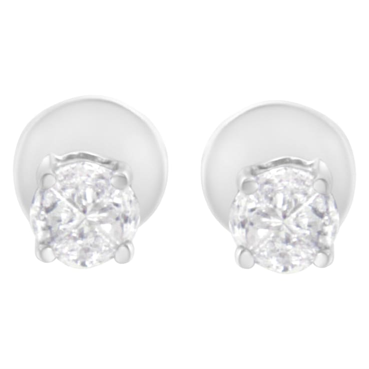 14K White Gold 1/2ctw Diamond Solitaire Stud Earrings