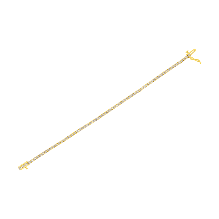 14K Yellow Gold 4.0ctw Round Diamond Prong Set Classic Tennis Bracelet