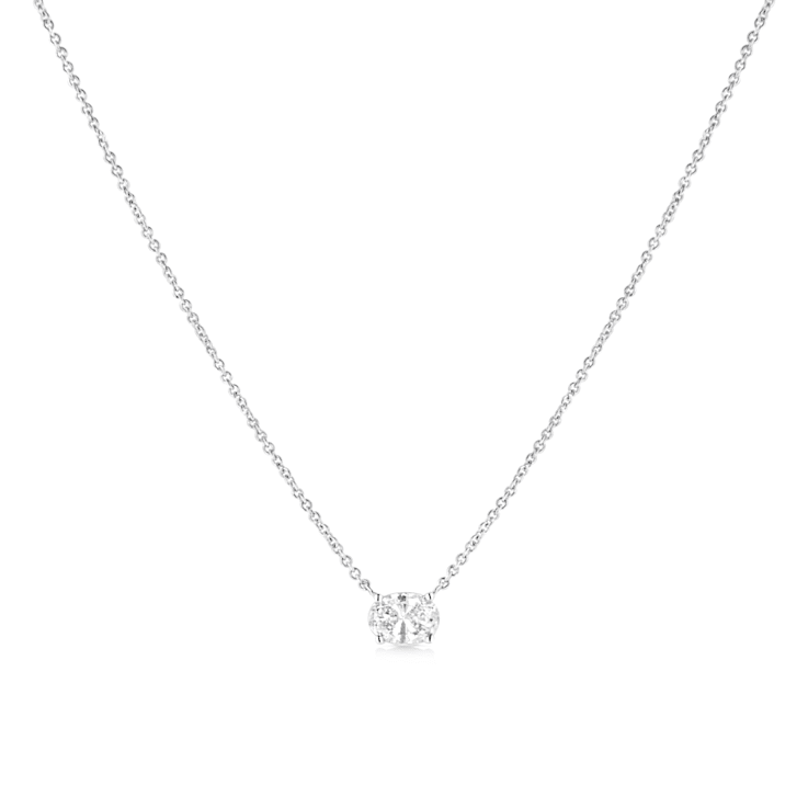 0.50ctw Oval Lab Grown Diamond Solitaire 14K White Gold Pendant with Chain