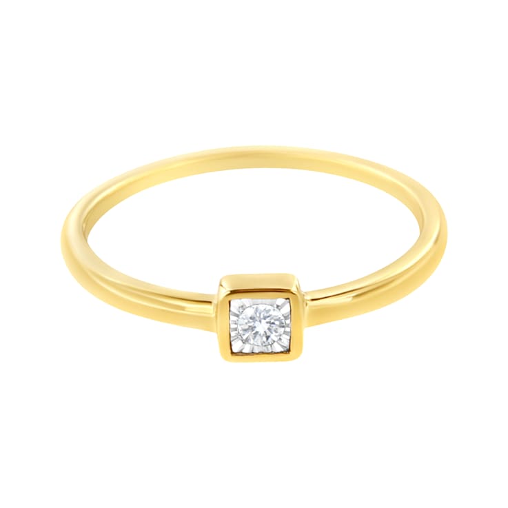 14K Yellow Gold Over Sterling Silver 1/20ctw Miracle Set Diamond Ring
(J-K Color, I1-I2 Clarity)