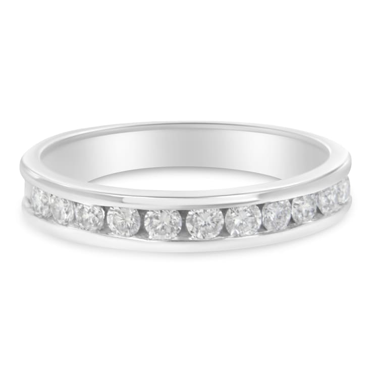 18K White Gold IGI Certified 1/2ctw Diamond Channel Set Eternity
Band(H-I Color, I1-I2 Clarity)
