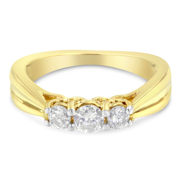 10K Yellow Gold Three-stone Diamond Ring (0.50ctw, J-K Color, I2-I3 Clarity)