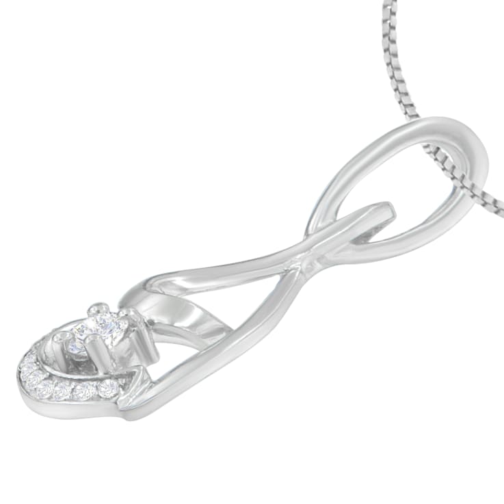10K White Gold Espira 1/4ctw Round Cut Diamond Spiral Link Pendant With
Chain(H-I, I1-I2)