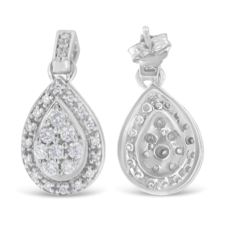 0.75ctw Round Cut Diamond 10K White Gold Earrings