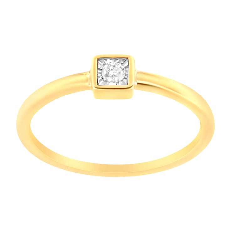 14K Yellow Gold Over Sterling Silver 1/20ctw Miracle Set Diamond Ring
(J-K Color, I1-I2 Clarity)