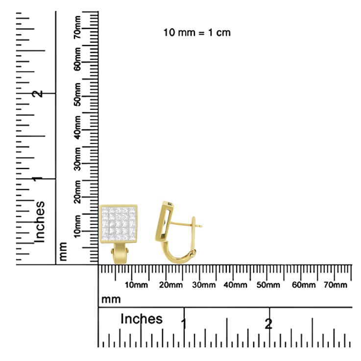 14K Yellow Gold 3-1/5ctw Princess Cut Diamond Square Invisible Set
Huggie Earrings