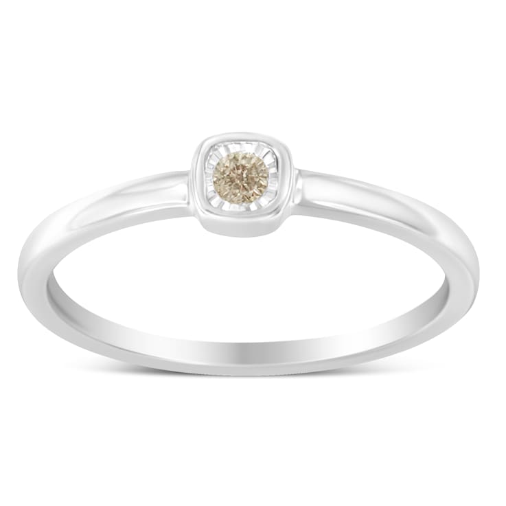 Sterling Silver 1/20 Carat Diamond Petite Promise Ring (J-K Color, I1-I2 Clarity)