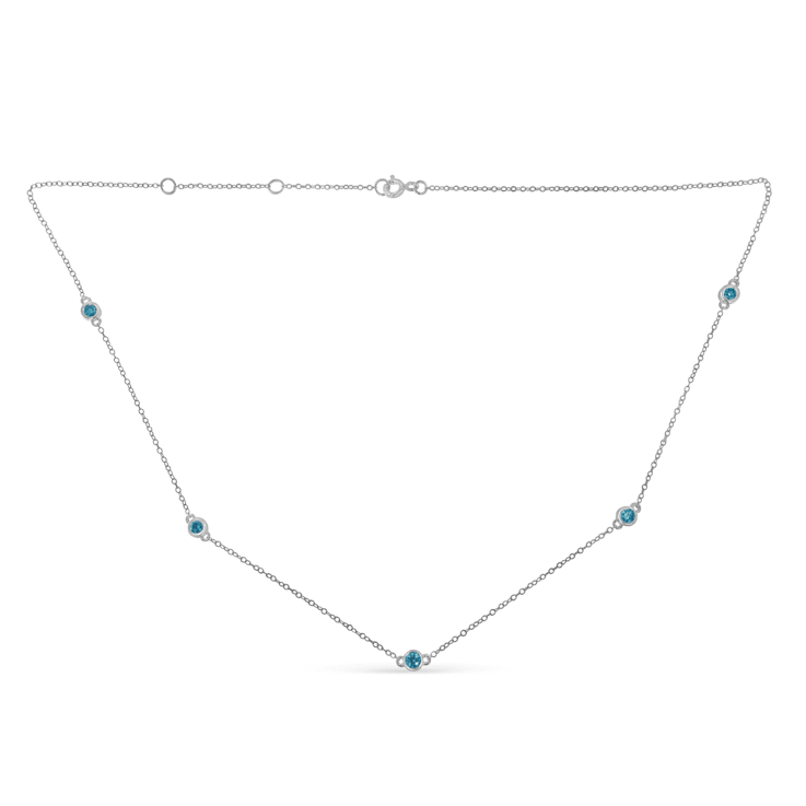 Sterling Silver Treated Diamond Station Necklace (1/2 cttw, Blue Color,
I2-I3 Clarity)