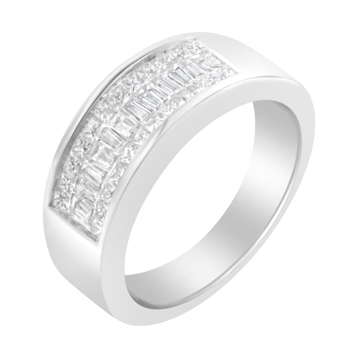 14K White Gold Princess and Baguette-cut Diamond Ring (1.0 Cttw, H-I
Color, VS2-SI1 Clarity)