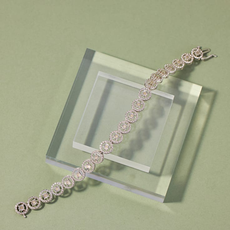 Sterling Silver 1/2ct TDW Diamond Tennis Link Bracelet (I-J,I3) - 7"