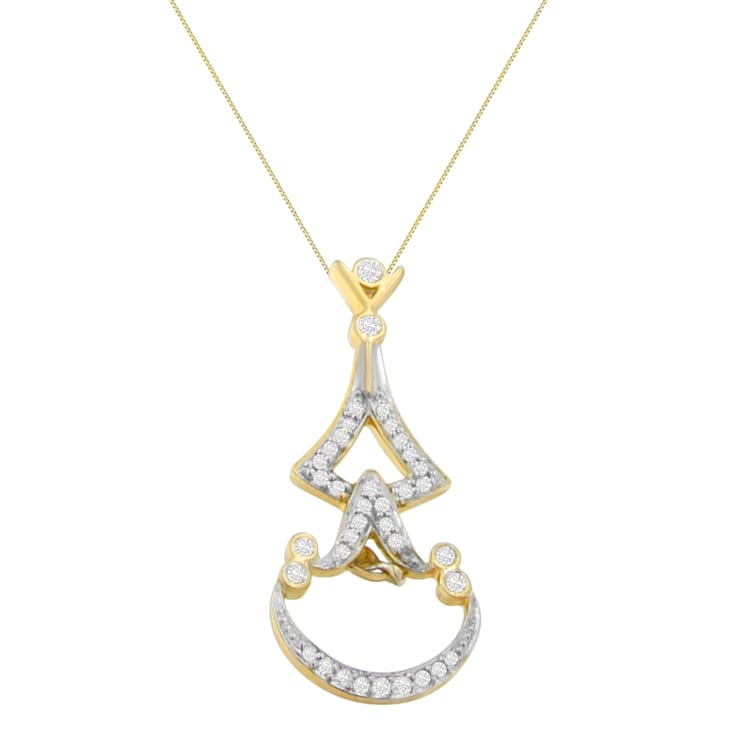 14K Yellow Gold 1/3ctw Round Diamond Pendant With Chain (H-I, SI2-I1)