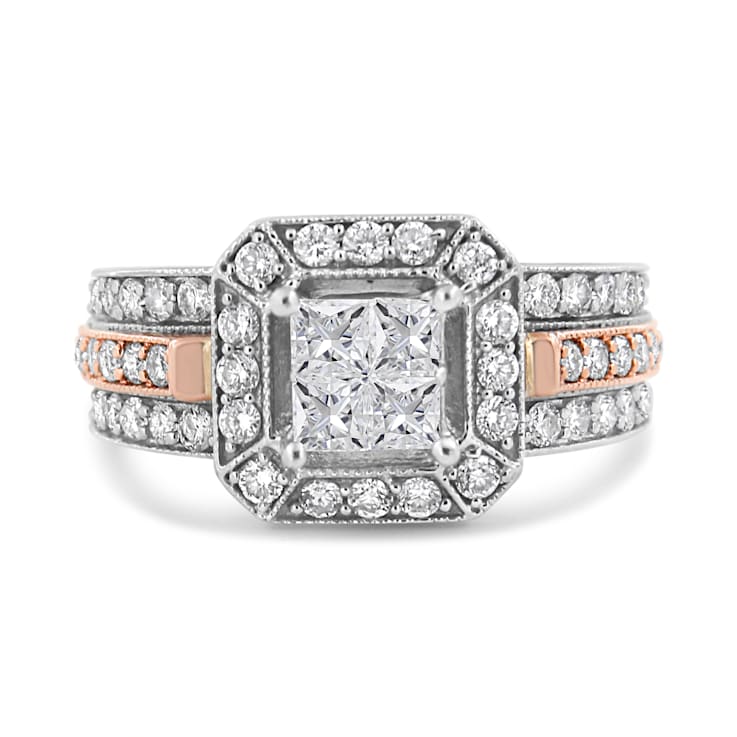 14K Two-tone Gold 1 1/8ctw Mixed Shapes Diamond Triple Shank Ring (I-J
Color, SI2-I1 Clarity)