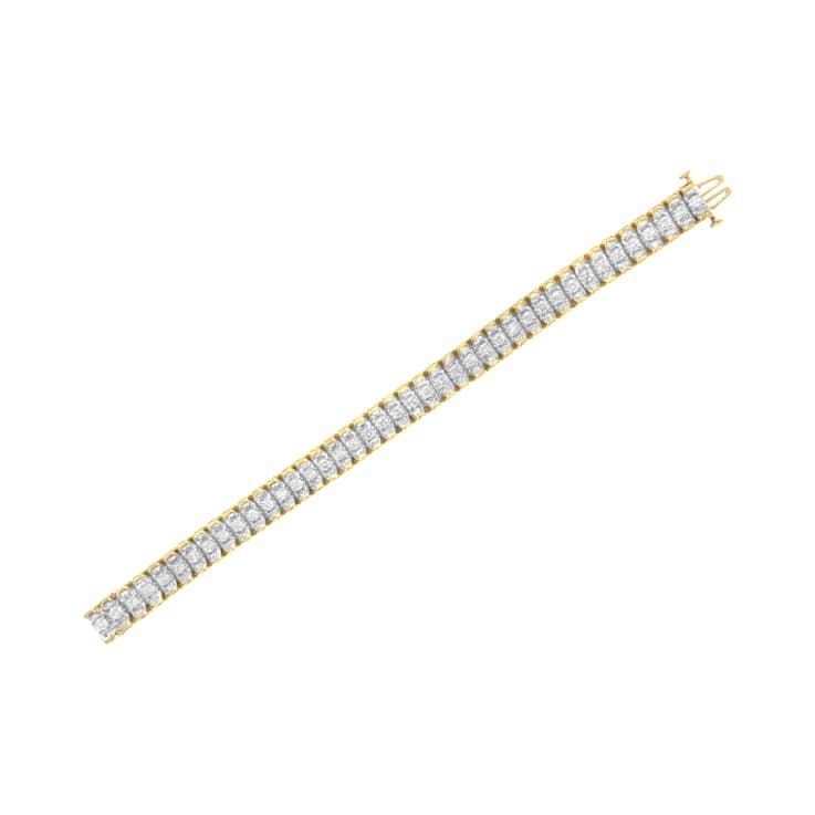 14K Two-Tone 5.0ctw Round and Baguette Cut Diamond 7" Reflective
Tennis Bracelet