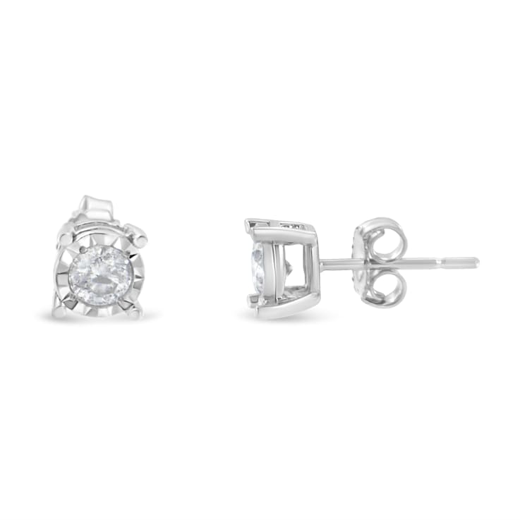 Sterling Silver 1/2ctw Near Colorless Round Brilliant-Cut Diamond
Miracle-Set Stud Earrings