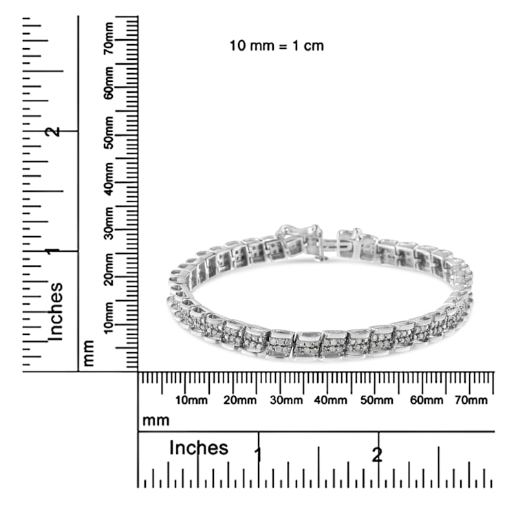 Sterling Silver 2ct TDW Rose-Cut Diamond Link Bracelet (I-J, I3-Promo) - 7"