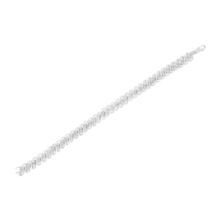 Sterling Silver 1/4 cttw Diamond Double Row Bracelet (I-J Color, I2-I3
Clarity) - 7.25"