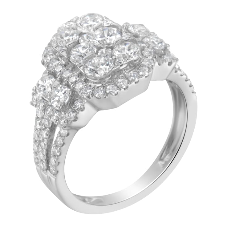 14K White Gold 2 1/4ctw Diamond Cocktail Cluster Ring (G-H Color, SI2-I1
Clarity) - Size 7