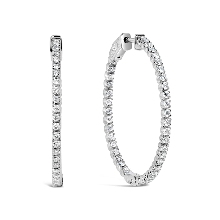 14K White Gold 1 1/2 Cttw Lab Grown Diamond Inside Out Hoop Earrings
(G-H Color, VS2-SI1 Clarity)