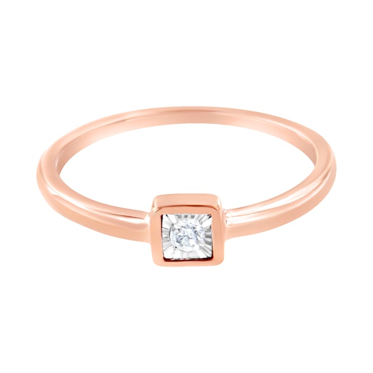 14K Rose Gold Over Sterling Silver 1/20ctw Miracle Set Diamond Ring (J-K
Color, I1-I2 Clarity)