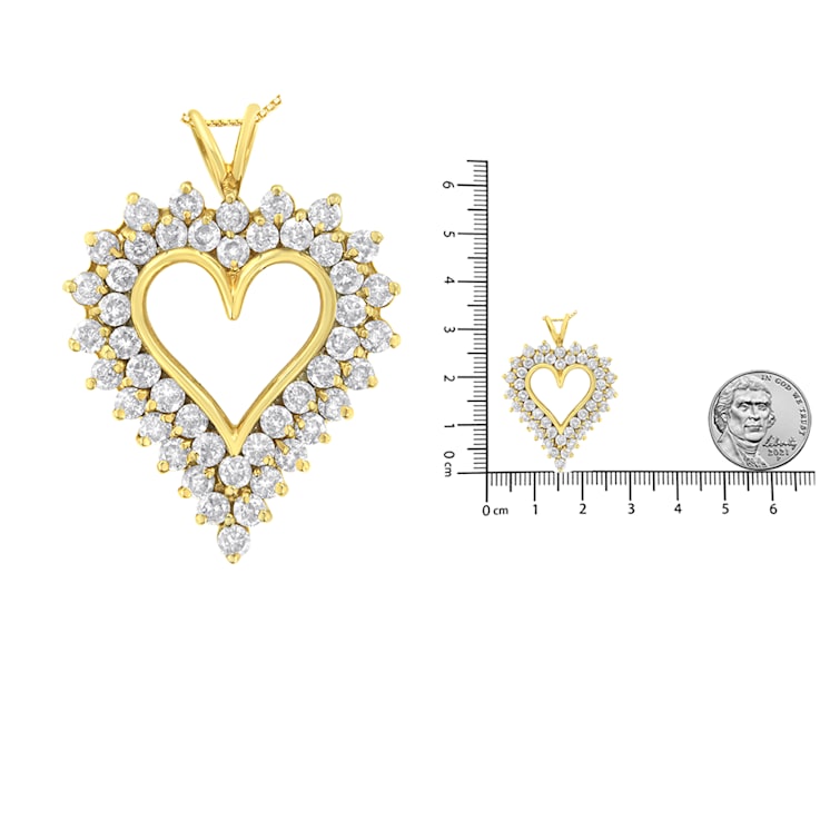 4.00ctw Diamond Cluster 14K Yellow Gold Over Sterling Silver Heart Necklace