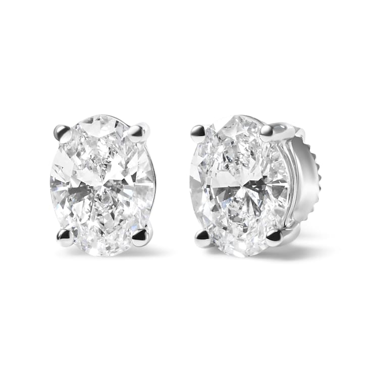 14K White Gold 2.0ctw Lab Grown Oval Diamond Solitaire Stud Earring (F-G
Color, VS1-VS2 Clarity)