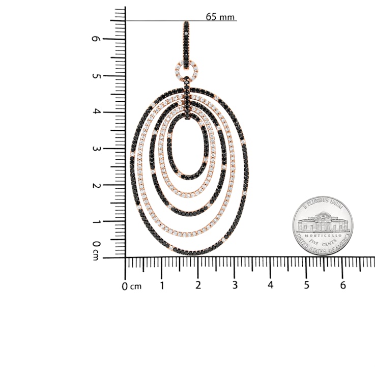 18K Rose Gold 5.00 Cttw Round Black and White Diamond Graduated Hoop
Dangle Earrings