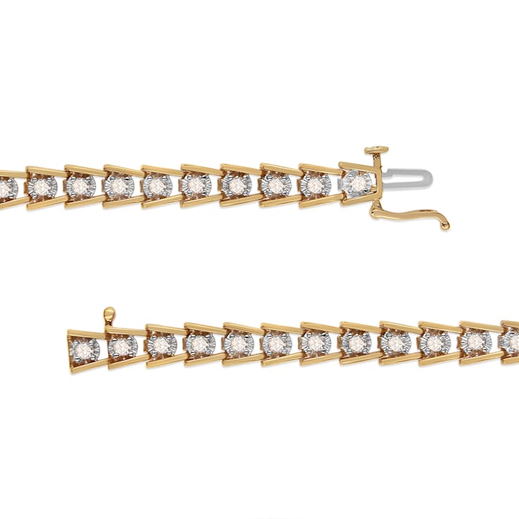14K Yellow Gold Over Sterling Silver 2.0ctw Miracle Set Diamond Wave
Link Bracelet