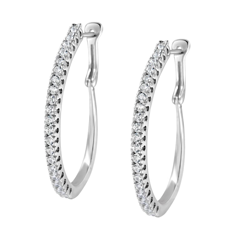 格安saleスタート ボ Gold White 10K 1 I2 Clarity, (I-J Earrings Hoop Diamond cttw 口紅