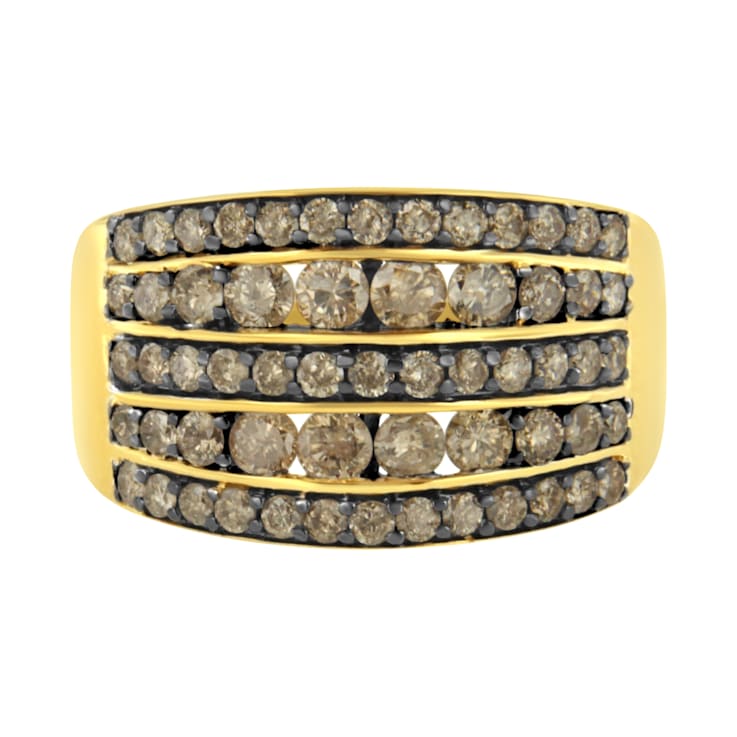 10K Yellow Gold Over Sterling 1 1/2ctw and Black Rhodium Diamond Ring
(J-K Color, I1-I2 Clarity)
