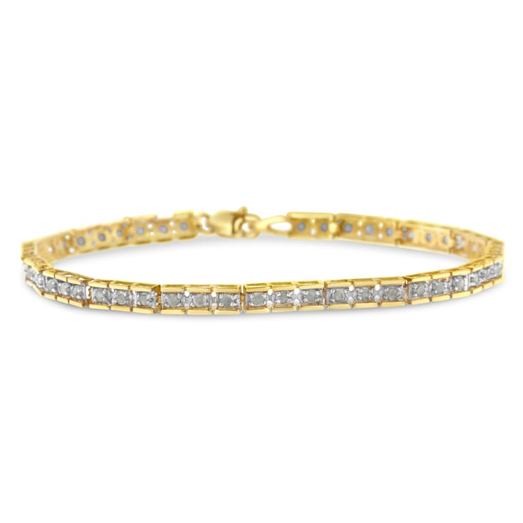 10K Yellow Gold Over Sterling Silver 1.0ctw Diamond Square Hybrid Link
7" Tennis Bracelet