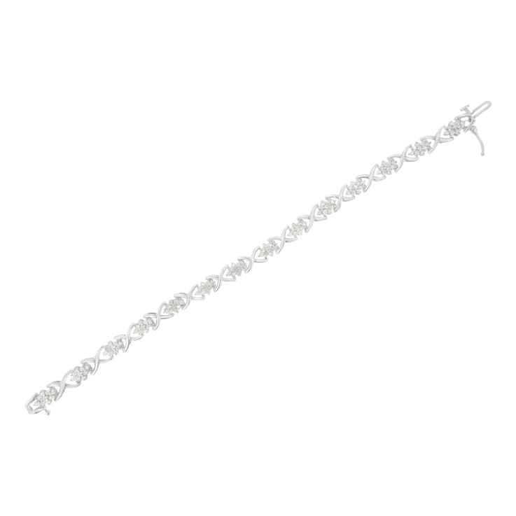 Rhodium Over Sterling Silver 2 1/4 Cttw Diamond Link Bracelet