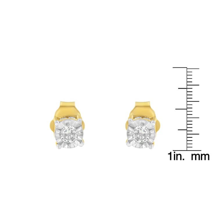 10K Yellow Gold Over Sterling Silver Diamond Stud Earring 1/4ctw