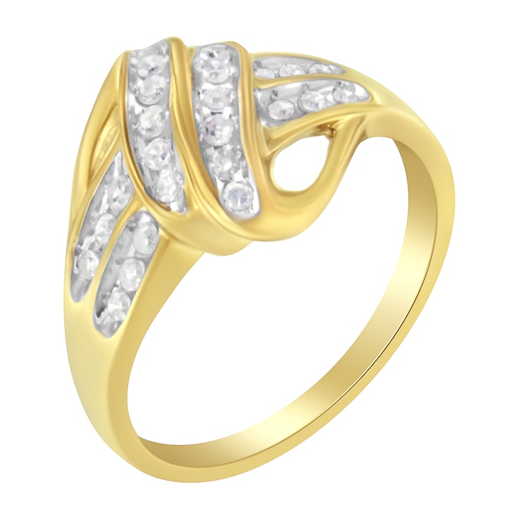 10K Yellow Gold Over Sterling Silver 1.0ctw Diamond Halo Floral Ring
(J-K Color, I2-I3 Clarity)