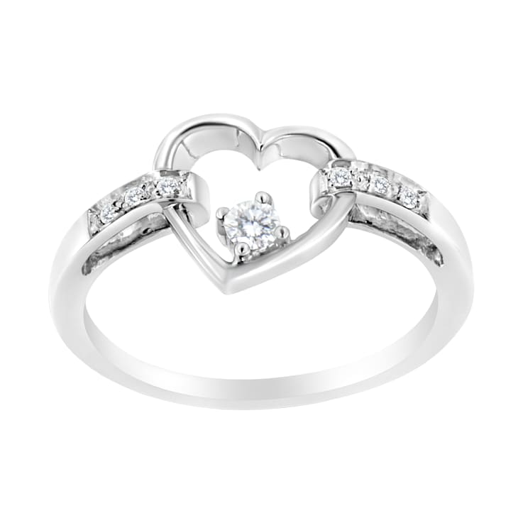 0.125ctw Diamond 14K White Gold Heart Ring